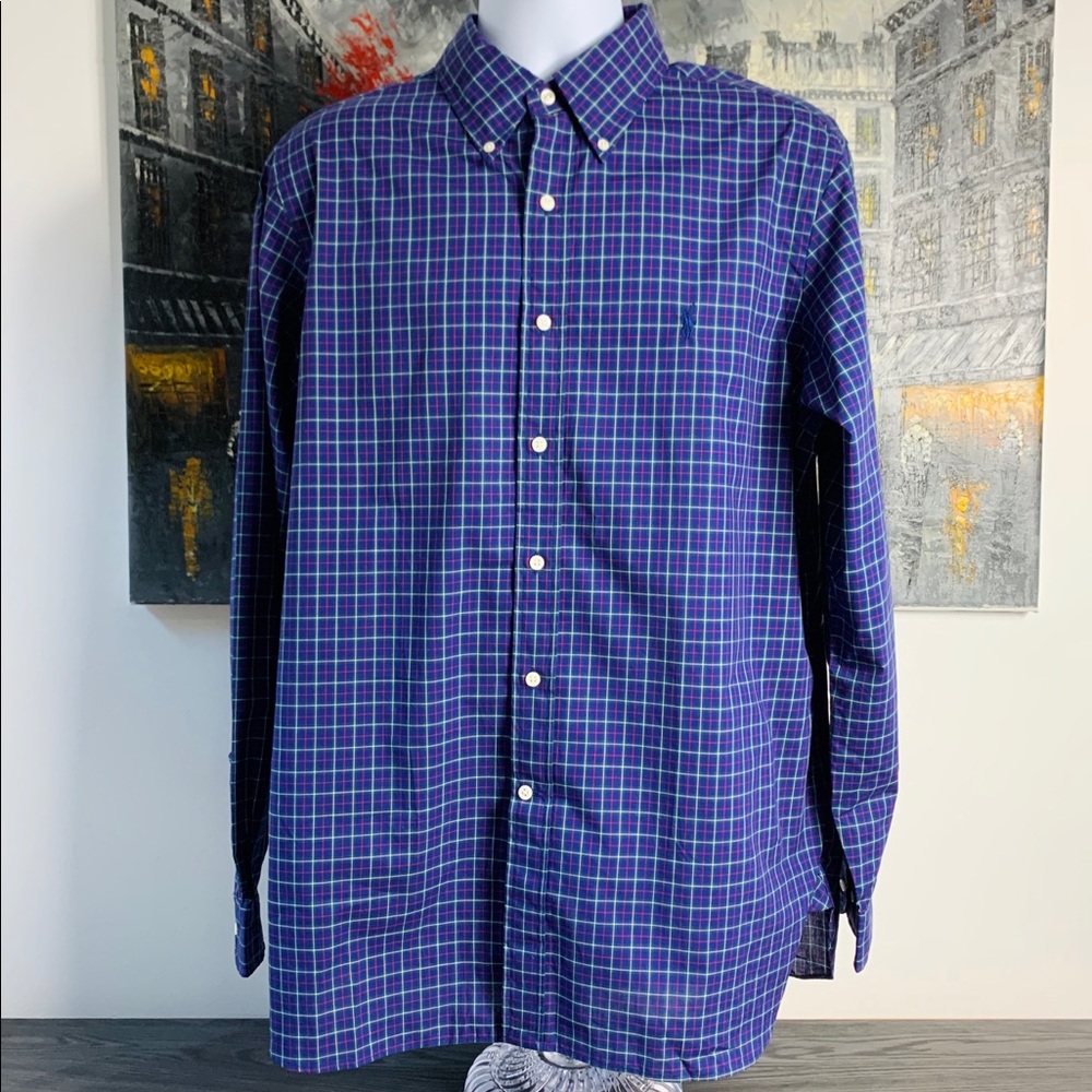 Ralph Lauren Plaid Purple,Shirt Sz 16 1/2 34-35